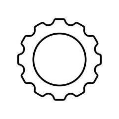 Gear icon outline design on a white background  