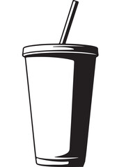 Disposable Cup with Lid and Straw Silhouette Illustration