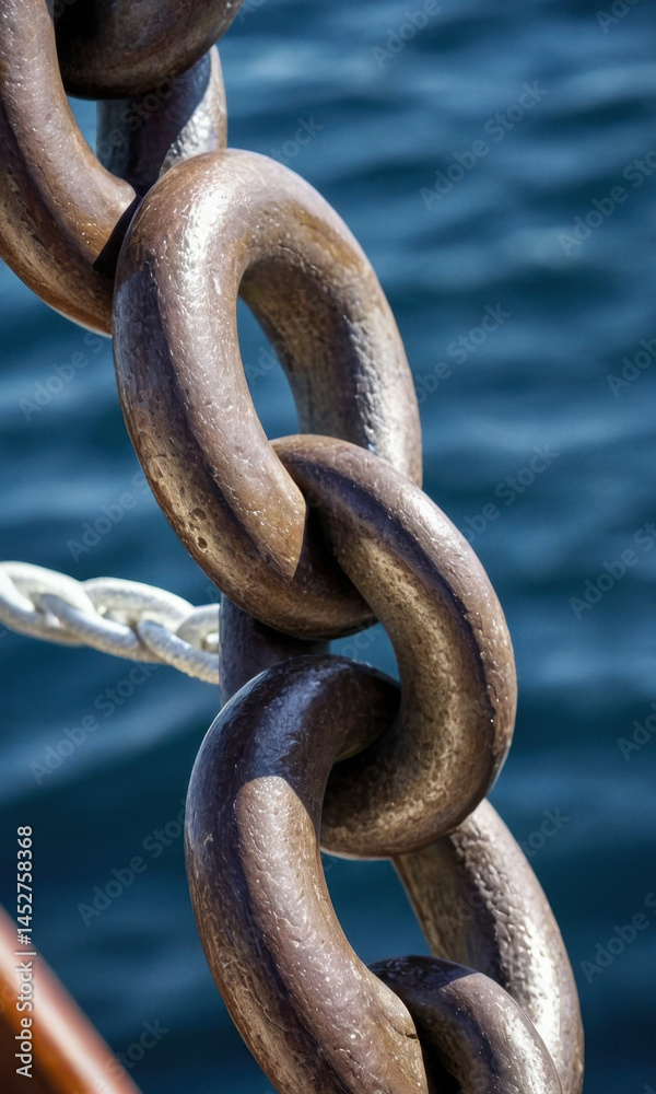 Poster a chain links the boat to the dock