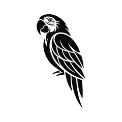 Obraz premium Tribal Parrot Vector ? Bold Black and White Stylized Bird Illustration Design.eps