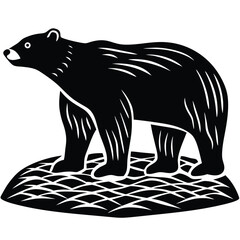Black Bear Silhouette Vector Illustration: Wildlife Animal Graphic Design Element