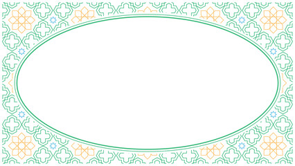 Elegant frame with geometrical mosaic pattern and oval blank space