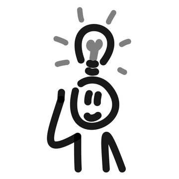 stick figure having an idea, aha moment