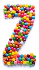 Letter Z made of colorful sweet candies on white background isolated