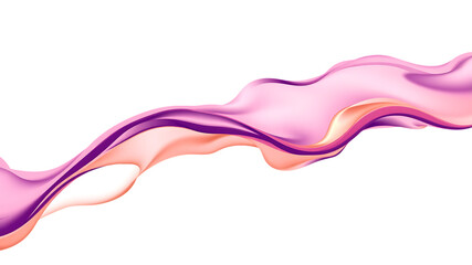 Abstract Pink Purple and Peach Wave Flow on Transparent Background