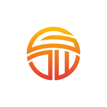Circular gradient ' GDW ' logo with bold abstract lines.