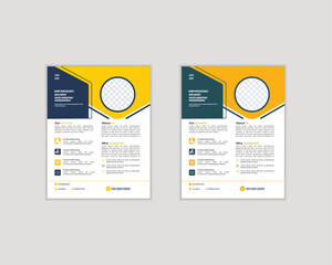A bundle of 2 templates of a4 flyer,Corporate creative colorful business flyer template design set, abstract business flyer, vector template design or business poster template design . business flyer,
