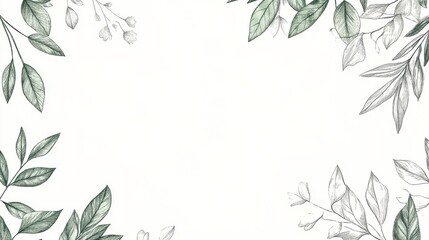 Minimal botanical wedding frame elements on white background. Set of wreath, flowers, leaf branches in hand drawn pattern. Foliage line art design for wedding, card, invitation, greeting, logo. illus