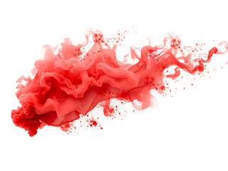 Abstract Red Ink Splash on Transparent Background