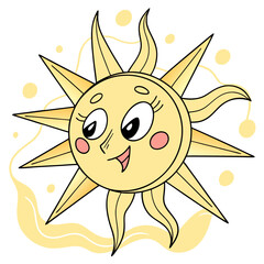 Vector Sun with Kawaii Expression and Gentle Glow
