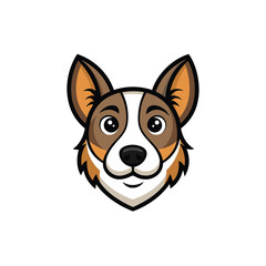 Dog head logo sticker animal, dog face cartoon illustration