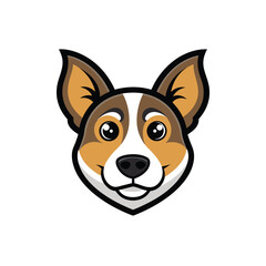 Dog head logo sticker animal, dog face cartoon illustration