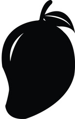 Fototapeta premium Solid Black Mango Vector Illustration Isolated on White Background
