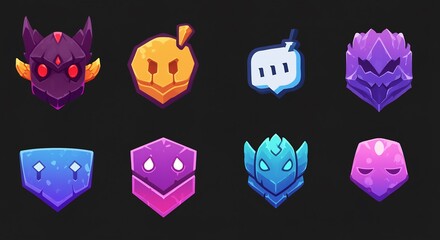 Abstract Digital Icons: A collection of vibrant and unique digital icons, featuring stylized shapes and abstract designs, perfect for representing digital concepts and elements. 