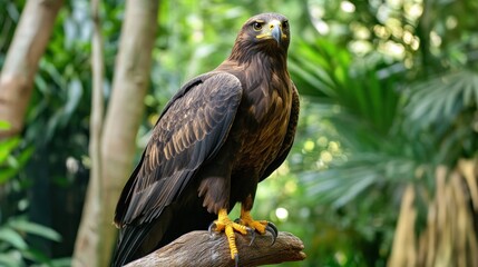 Majestic Eagle in Lush Tropical Haven: A Stunning Portrait of a Powerful Bird