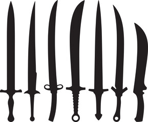 Icon set of ancient swords.