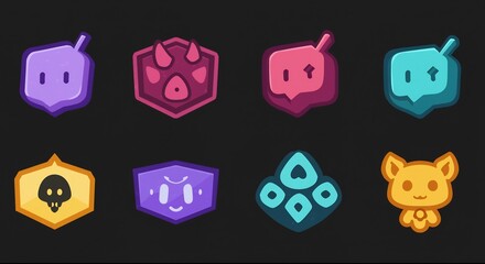 Iconic Game Emblems: A captivating array of unique game emblems, each with its own personality, ready to enhance any user interface.