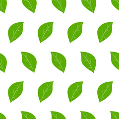 Seamless pattern green leaves. Flat vector template. Vector illustration.