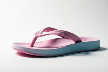 Close-up of a solitary flip-flop against pure white, showcasing detail, sandal, flip-flop, simple