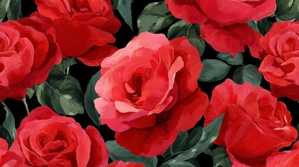 Vibrant Red Roses Pattern