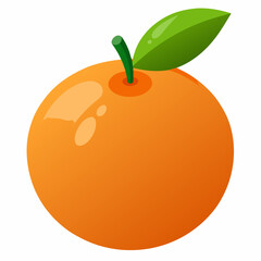 Orange fruit isolate. Orange citrus with drops on white background. Whole wet orange fruit with leaves. Full depth of field.