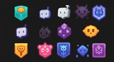 Abstract Emblems: A collection of unique, eye-catching emblems, each one a singular artistic design with its own distinct charm, perfect for adding a touch of style.