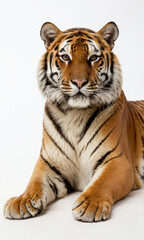 Obraz premium A tiger resting on a white surface