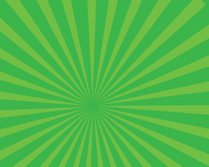 Green sunburst background. Bright green radial retro glowing rays banner.
