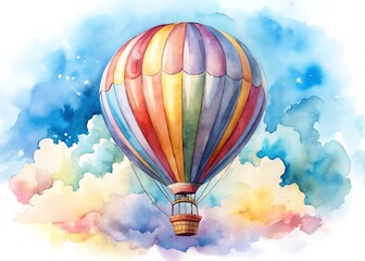 Fototapeta premium air balloon watercolor .jpg