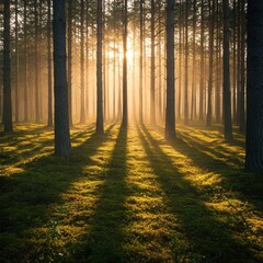 Fototapeta premium Forest Floor Glowing in Morning Light