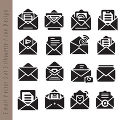 Email Icon Set – Silhouette Vector Design Collection