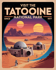 Visit Tatooine National Park Illustration Desert Landscape Science Fiction Art