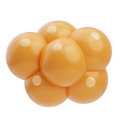 Cluster of Orange Cells Division Reproduction Embryo Growth Development Biological Science Isolated on White Background