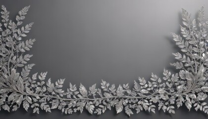 Silver lace leaf border, shimmering foliage  Elegant, intricate details ,  design,  graphic,  detail