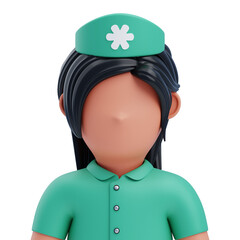 3D Faceless Nurse Illustration Caring Medical Professional in Green Uniform Healthcare Avatar Isolated
