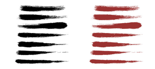 Brush line set. Vector calligraphy paint strokes. Vintage Chinese brushstrokes collection. Straight...