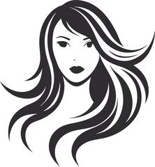 woman hairstyle logo silhouette vector