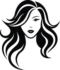 woman hairstyle logo silhouette vector