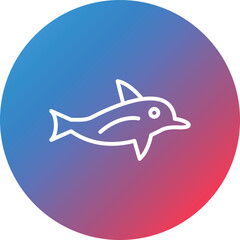 Naklejka premium Dolphin Line Gradient Circle Background Icon