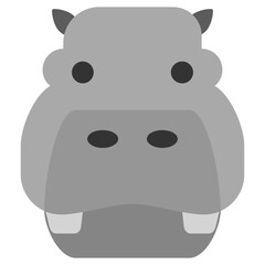 Hippo Flat Design Icon, Animal Flat Design Icon Symbol