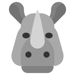 Rhinoceros Flat Design Icon, Animal Flat Design Icon Symbol