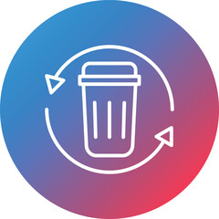 Trash Recycle Line Gradient Circle Background Icon