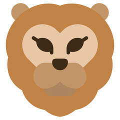 Lion Flat Design Icon, Animal Flat Design Icon Symbol