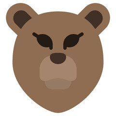 Bear Flat Design Icon, Animal Flat Design Icon Symbol
