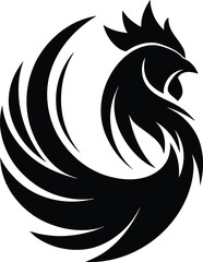 simple rooster feather logo silhouette
