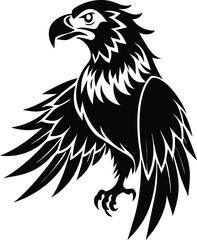 Obraz premium Set of Four Black Silhouettes of Hawk Birds with Detailed Feathers 