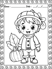Autumn Coloring Pages. Ready to print on standard,  Resolution: High resolution (300 DPI), 8.5x11 inch paper  With No Bleed. Black and White.
