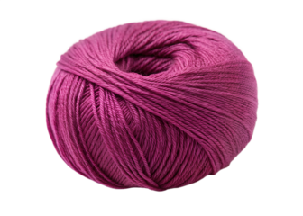 Close up of a soft ball of yarn in a deep pink hue