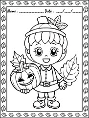 Autumn Coloring Pages. Ready to print on standard,  Resolution: High resolution (300 DPI), 8.5x11 inch paper  With No Bleed. Black and White.