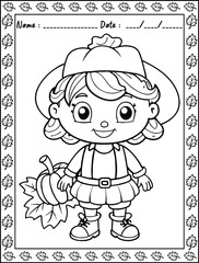 Autumn Coloring Pages. Ready to print on standard,  Resolution: High resolution (300 DPI), 8.5x11 inch paper  With No Bleed. Black and White.